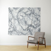 Chic Gray & White Marmor Look Glamour Wandteppich (Beispiel (Horizontal))