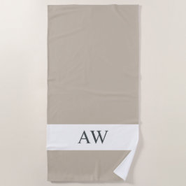 Chic Gray White Mit Monogramm Strandtuch