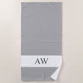 Chic Gray White Mit Monogramm Strandtuch