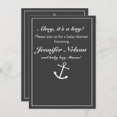 Chic Gray White Nautical Shower Einladung (Vorne/Hinten)