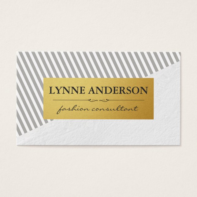 Chic Gray White Stripes Imitate Metallic Gold (Vorderseite)
