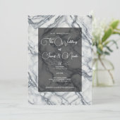 Chic Gray & White Trendy Marble Glam Wedding Einladung (Stehend Vorderseite)