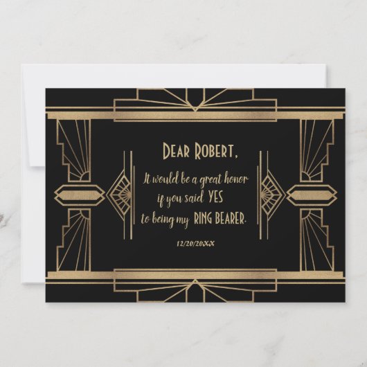 Chic Great Gatsby WIRD SIE MEIN RING BEARER SEIN Einladung (Rückseite)
