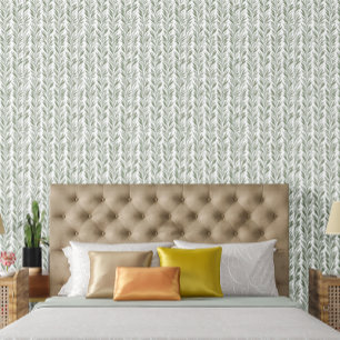 Chic Green and White Large Pattern Accent Tapete