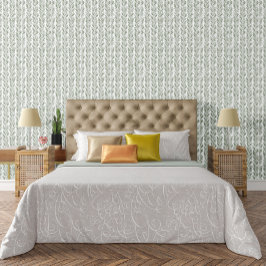 Chic Green and White Small Pattern Accent Tapete