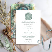 Chic Green, Aquamarin, Blue Watercolor Monogram We Einladung