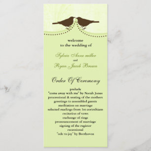 Chic green bird cage, love birds Hochzeitsprogramm Programm
