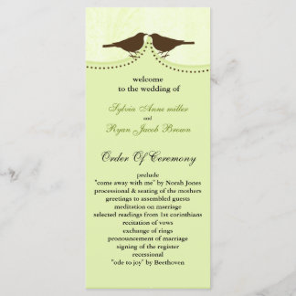 Chic green bird cage, love birds Hochzeitsprogramm Programm