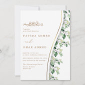Chic Green Blätter Foliage Islamische Hochzeit Einladung (Vorderseite)