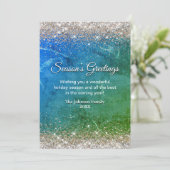 Chic green blue gold Glitzer Weihnachten Neues Jah (Stehend Vorderseite)