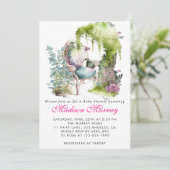 Chic Green Blues Blume Garden Sessel Baby Dusche Einladung (Stehend Vorderseite)