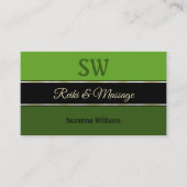 Chic Green Borders on Black mit Monogram Foto Visitenkarte (Vorderseite)