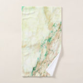 Chic Green Brown Cream Marmormuster Badhandtuch Set (Handtuch)