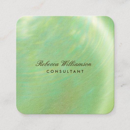 Chic Green Brushed Metal Quadratische Visitenkarte (Vorderseite)