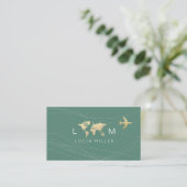 Chic Green Business Card for a travel agent Visitenkarte (Stehend Vorderseite)