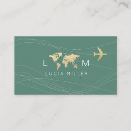 Chic Green Business Card for a travel agent Visitenkarte