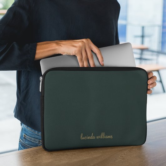 Chic Green Charcoal & Chic Script Name Monogram Laptopschutzhülle