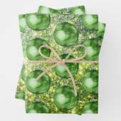 Chic Green Christmas Balls Glitzer Glitzern Geschenkpapier Set (Beispiel)