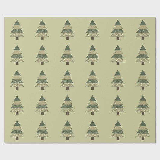 Chic Green Christmas Tree Geschenkpapier (Flach)