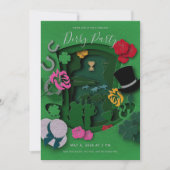 Chic Green Derby Party Papier reduzieren Wirkung E Einladung (Vorderseite)