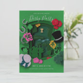 Chic Green Derby Party Papier reduzieren Wirkung E Einladung (Stehend Vorderseite)