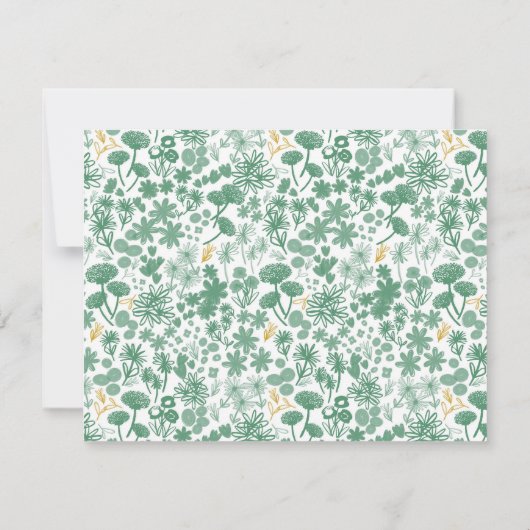 Chic Green Ditzy Floral Personalisiert Stationery Mitteilungskarte (Rückseite)