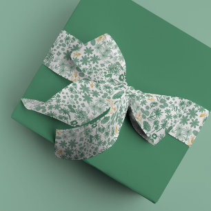 Chic Green Ditzy Floral Satin Ribbon Satinband