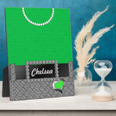 Chic Green Dress Plaque Fotoplatte (Seite)