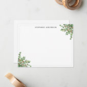 Chic Green Eucalyptus Gold Glitzer Watercolor Mitteilungskarte (Vorderseite/Rückseite Beispiel)