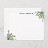 Chic Green Eucalyptus Gold Glitzer Watercolor Mitteilungskarte (Vorne/Hinten)