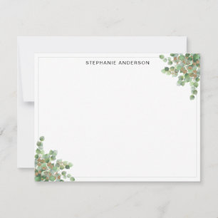 Chic Green Eucalyptus Gold Glitzer Watercolor Mitteilungskarte