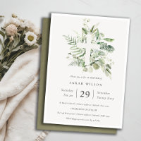Chic Green Eukalyptus Fern Foliage Cross Baptisse