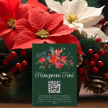 Chic Green Floral Christmas Honeymoon Fund Begleitkarte<br><div class="desc">Diese wunderschöne Weihnachtssaisonkarte mit einer wunderschönen Aquarell von roten Poinsettia-Blume und Pinienbäumen-Blätter für die Ferien. Eleganter Winter Hochzeitkarten in Grün für einen Feiertag. Hübsches Poinsettia Blumendesign.</div>