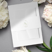 Chic Green Floral Frame Monogram Wedding Envelope Einladungsbanderole