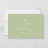 Chic Green Floral Frame Wedding RSVP Karte (Vorderseite)
