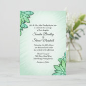 Chic Green Floral Wedding Einladung (Stehend Vorderseite)