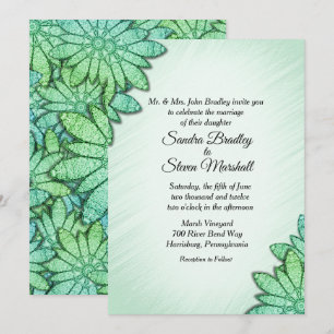 Chic Green Floral Wedding Einladung