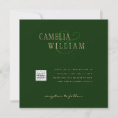 Chic Green Foto Wedding Invite QR Code Rett Datum (Vorderseite)