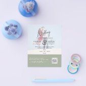 Chic Green Foto Wedding Invite QR Code Rett Datum Flyer (Einzeln)