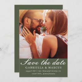 Chic Green Foto Wedding Save The Date