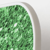 Chic Green Glittery Glitzern Moderne Monogram Pickleball Schläger (Linke Seite)