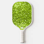 Chic Green Glittery Glitzern Moderne Monogram Pickleball Schläger (Vorderseite)