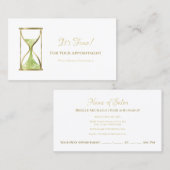 Chic Green Glitzer Hourglass Salon Ernennung Terminkarte (Vorne/Hinten)
