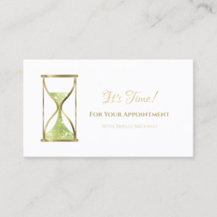 Chic Green Glitzer Hourglass Salon Ernennung Terminkarte