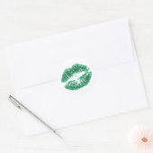 Chic Green Glitzer Lips Klassischer Rundaufkleber Runder Aufkleber (Umschlag)