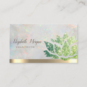 Chic Green Glitzer Lotus Yoga Holographic Visitenkarte