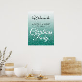 Chic Green Glitzer Ombre Party Willkommen Poster (Küche)