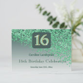 Chic Green Glitzer, sechzehn Geburtstag UAWG RSVP Karte (Stehend Vorderseite)