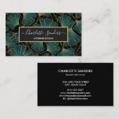 Chic green gold Black Gingko Blätter Visitenkarte (Vorne/Hinten)