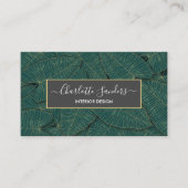 Chic green gold Blätter Visitenkarte (Vorderseite)